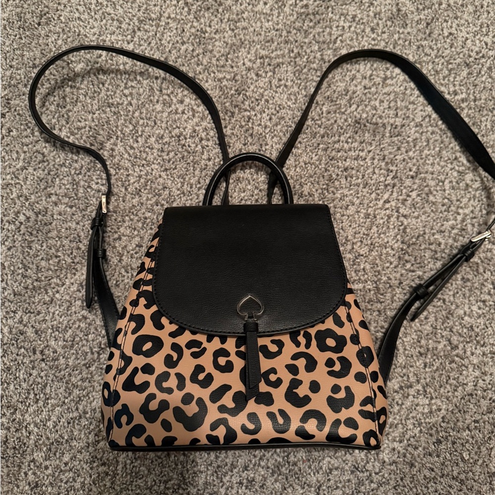 Kate Spade Black and Tan Leopard Backpack